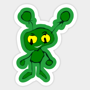 Green little alien monster Sticker